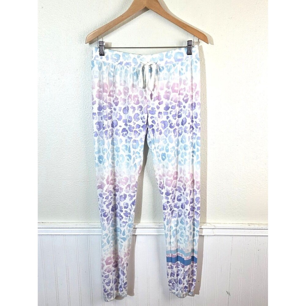 PJ Salvage Leopard Print Pajama Pants M Pastel Blue Lavender Pink NWOT Soft Cozy